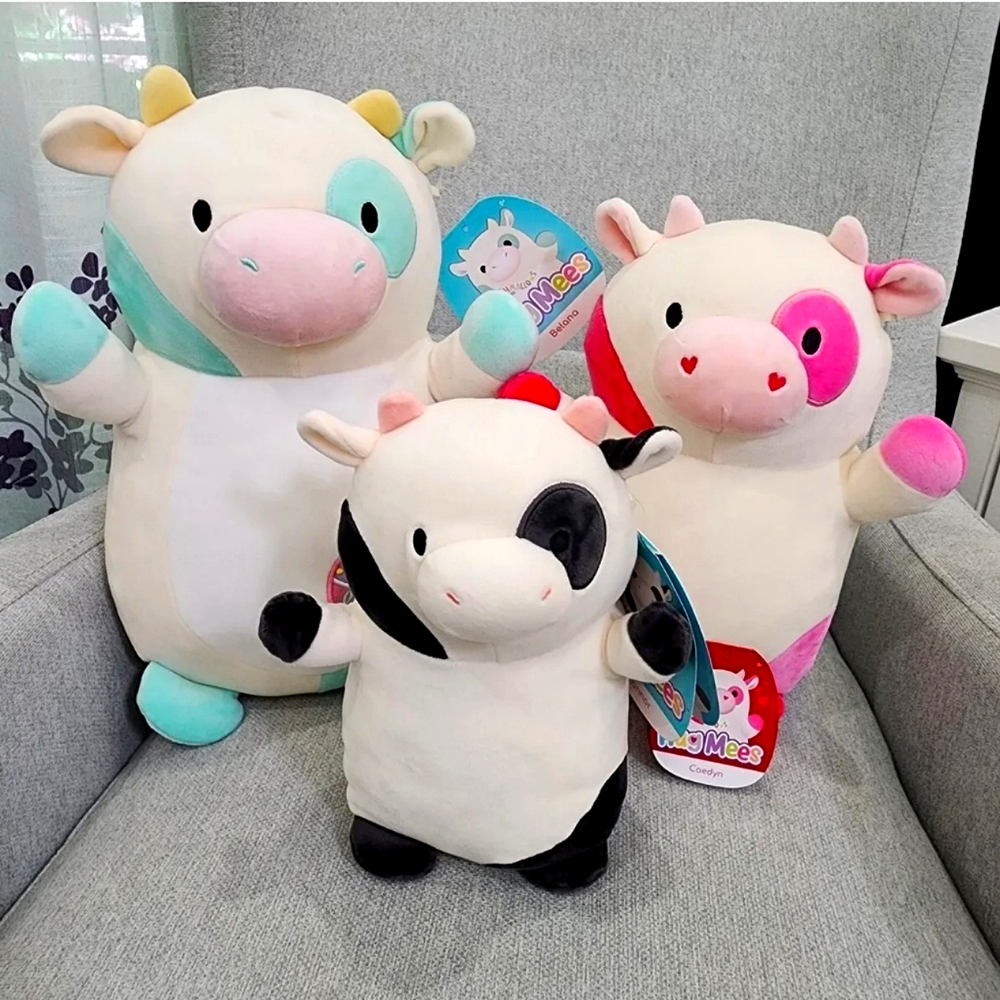 BNWT~ 10 " Connor, 12" Caedyn & 14" Belana Hugmee Squishmallow Cows 🐄 Bundle
